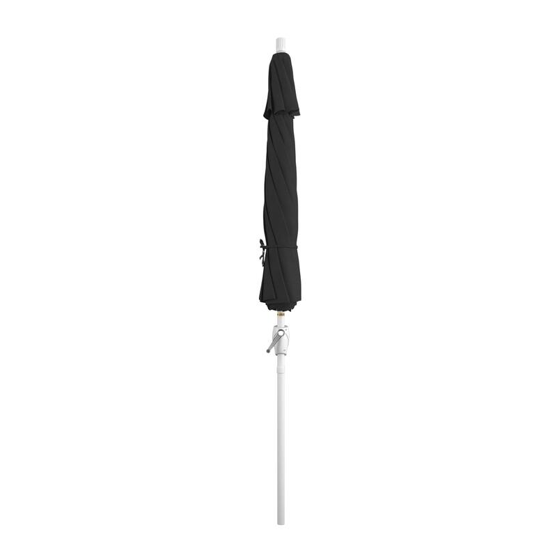 California Umbrella 9' Rd. Aluminum Patio Umbrella, Crank Lift with Push Button Tilt, White Finish, Pacifica Fabric