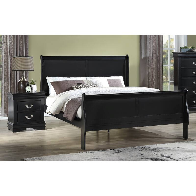 1pc Two Drawers Louis Philip Nightstand Solid Wood Contemporary & Simple Style
