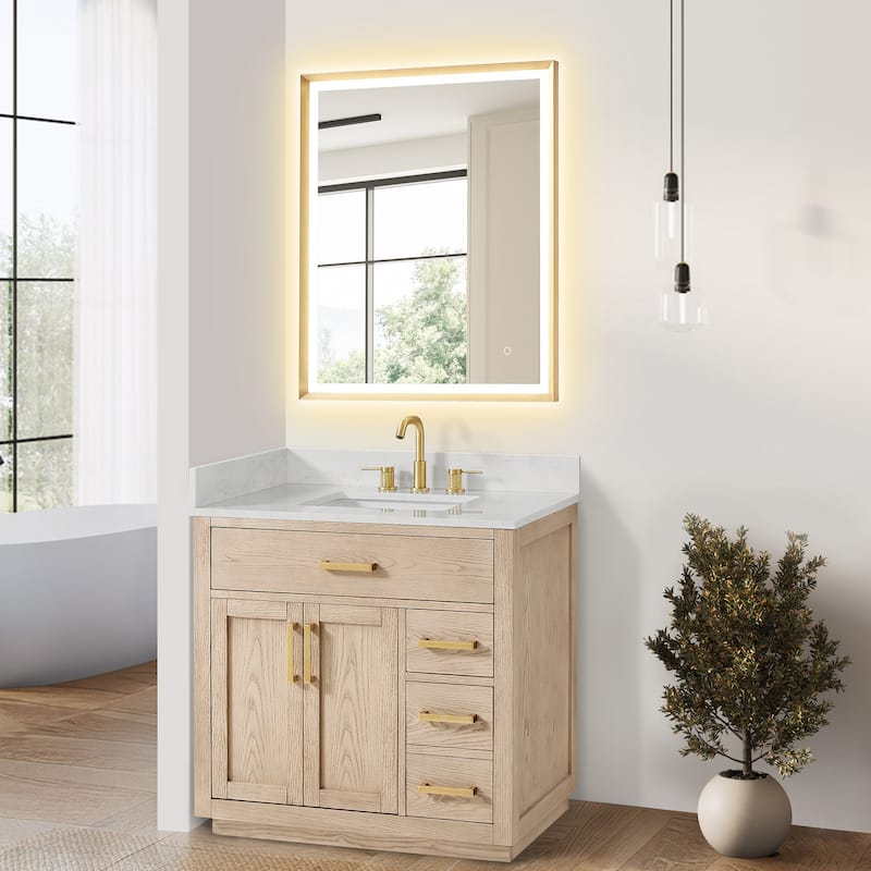 Altair Gavino Bath Vanity with Grain White Composite Stone Top, no Mirror