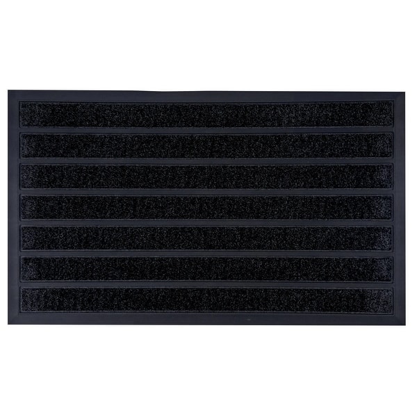 slide 2 of 11, Striped Coir Doormat Black