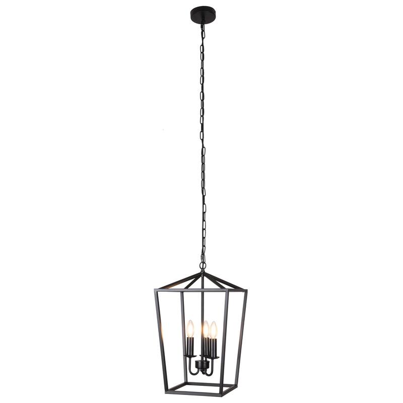 Black 3-Light Lantern Pendant - Modern Farmhouse Lighting - 18