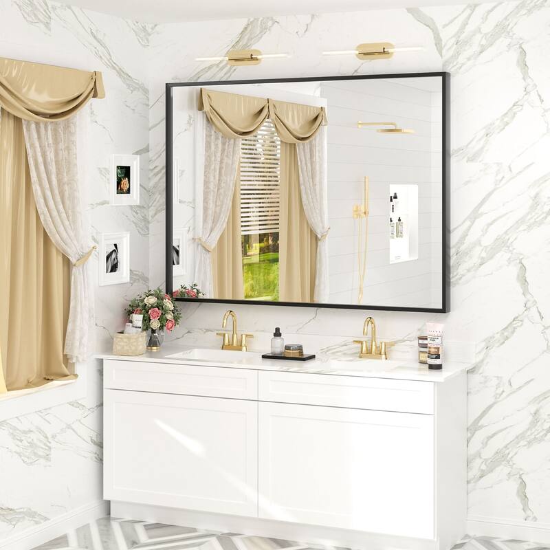 Aluminum Alloy Framed French Cleat Mounted Tempered Glass Wall Vanity Mirror