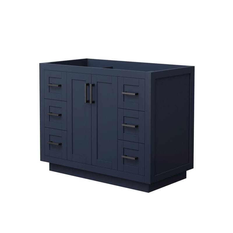 Wyndham Collection Miranda 42" Single Free Standing Vanity Cabinet - Dark Blue / Matte Black Hardware