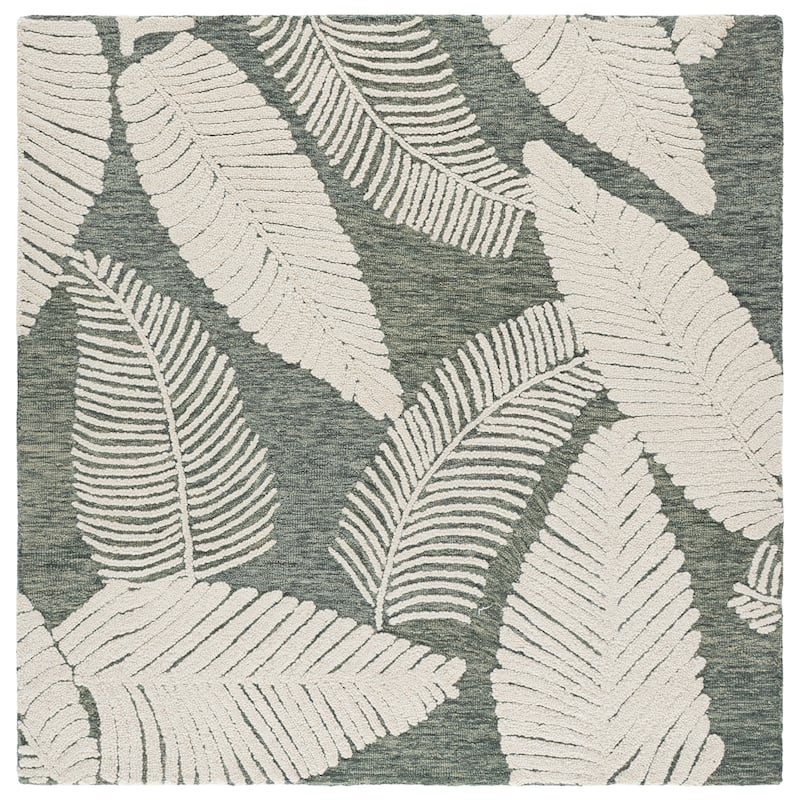 SAFAVIEH Hand-Tufted Jardin Seral Patterned Wool Rug - Grey/Ivory - 6' Square