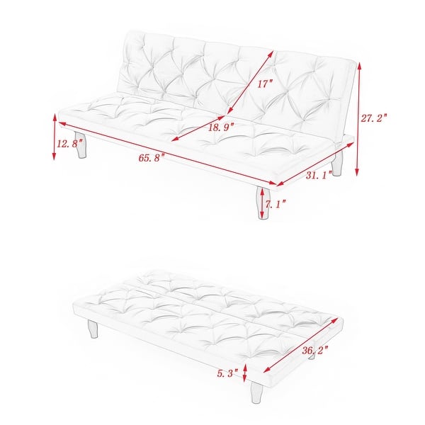 Modern Velvet Tufted Armless Loveseat Converts into Sofa Bed 66"Wx31