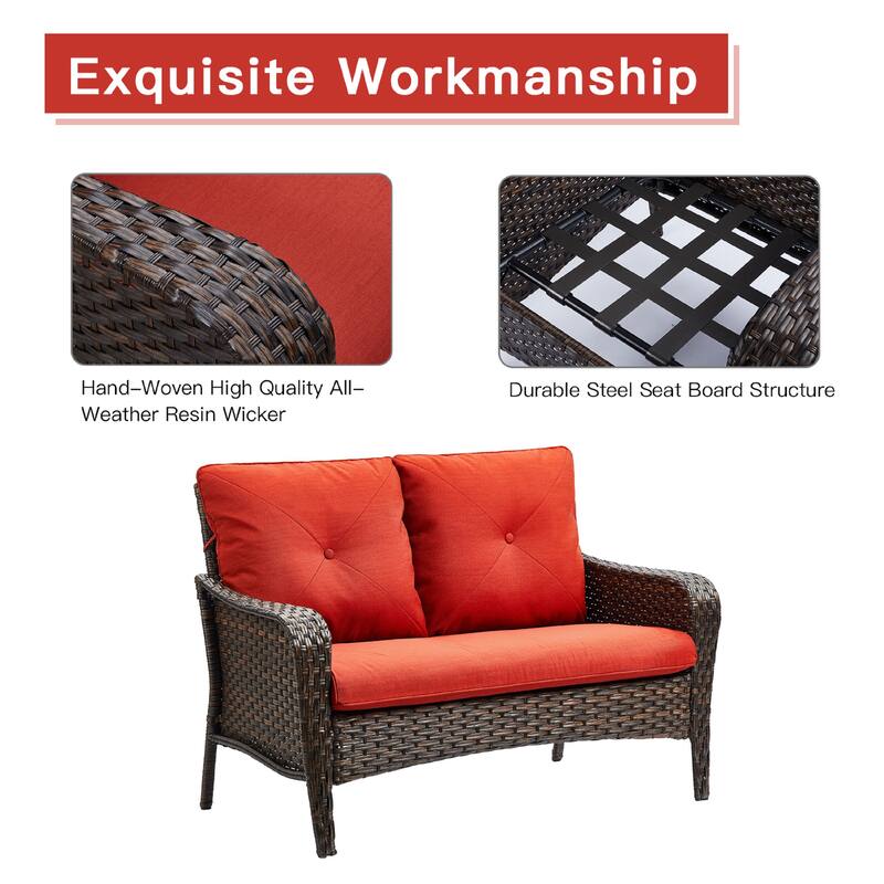 Pocassy 4-Piece Patio Wicker Sofa Set with Cushions