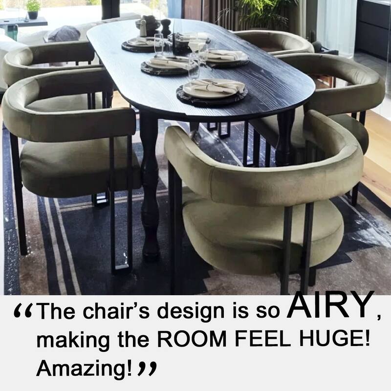 Modern Velvet Upholstered Dining Armchairs with Black Metal Legs (Set of 2/4/6)