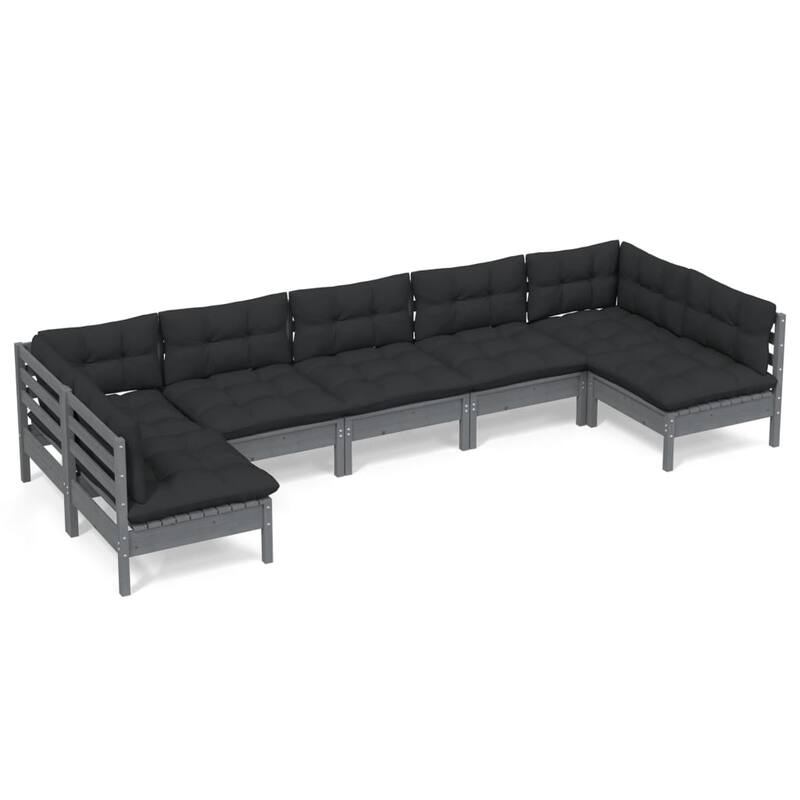 vidaXL Solid Pinewood Patio Lounge Set 9 Piece with Cushions Multi Colors