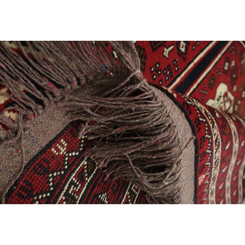 Hand Knotted Oriental 100% Wool Carpet Traditional Geometric Red Balouch Area Rug - 9' 7'' X 6' 6''