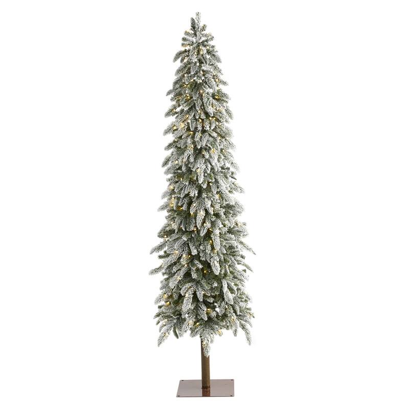 7.5ft Pre-Lit Christmas Tree - Alpine Artificial Xmas Tree with Warm White Lights & Bendable Branches - 84