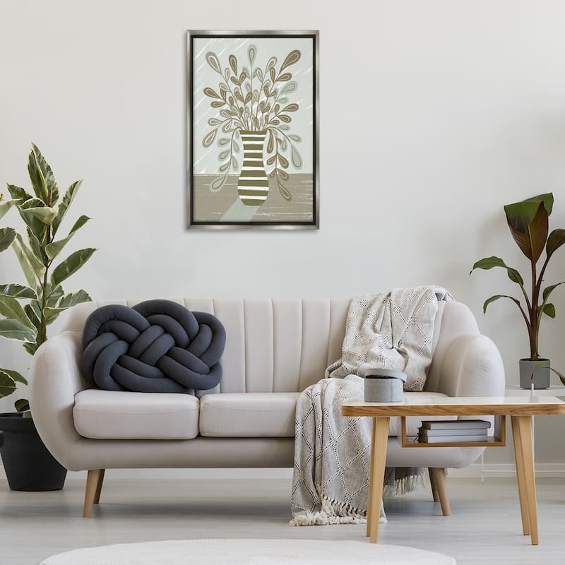 Stupell Muted Minimal Foliage Bouquet Framed Floater Canvas Wall Art Design By Martina Pavlova