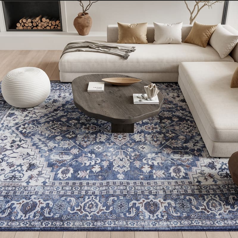 New Concept Washables Vintage Medallion Machine Washable Area Rug