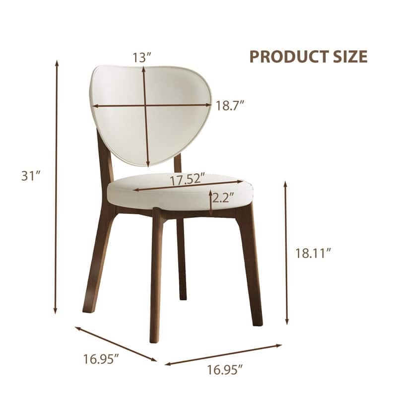 Mid-Century Modern Beige PU Leather Dining Chairs, Fully Assembled with Solid Wood Legs