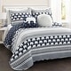 preview thumbnail 9 of 13, Taylor & Olive Ever-Tru Elephant Stripe 5-piece Quilt Set Navy - Queen/Full - Queen/Full