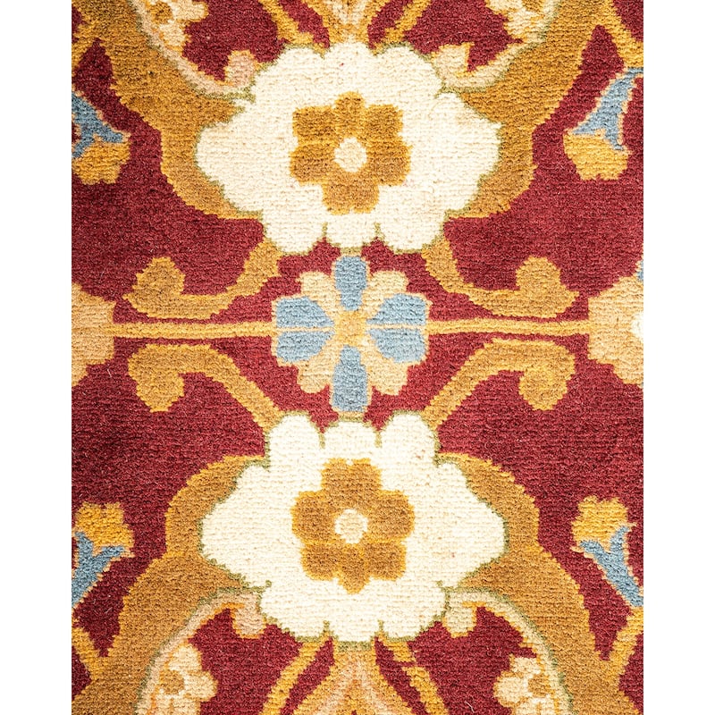 Overton Hand Knotted Wool Vintage Inspired Traditional Mogul Red Area Rug - 12' 0" x 18' 0"