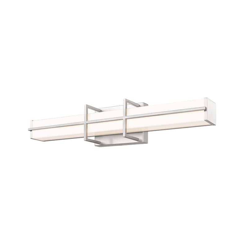 Harrison by Z-Lite 1 Light Vanity in Brushed Nickel with Frosted Plastic Shade - Brushed Nickel