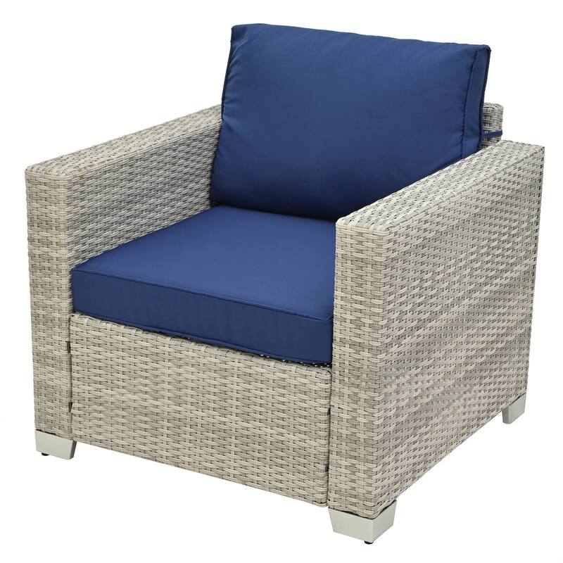 10 Piece PE Rattan Patio Furniture Set Outdoor Patio Furniture Set With Cushions & Tempered Glass Coffee Table