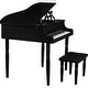preview thumbnail 5 of 10, Hey Play Kids Piano - 30 Key Mini Grand Piano with Music Stand and Bench Black