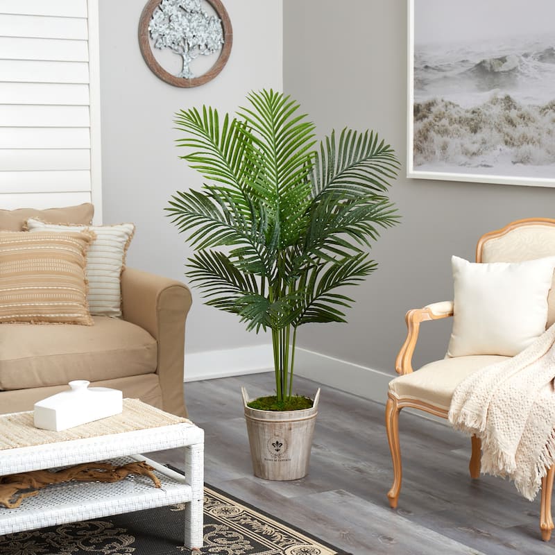 Artificial Palm Tree with Planter - 5ft Tropical Indoor Outdoor Decor - Green - 51-60 Inches