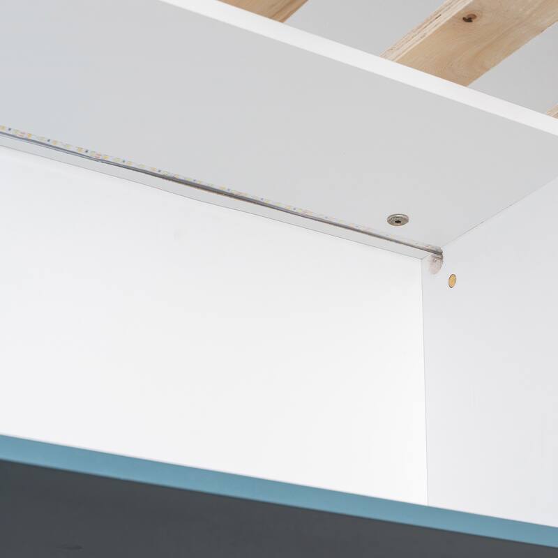 Twin Over Twin Bunk Bed with House Design, Drawer, Staircase & LED Lights