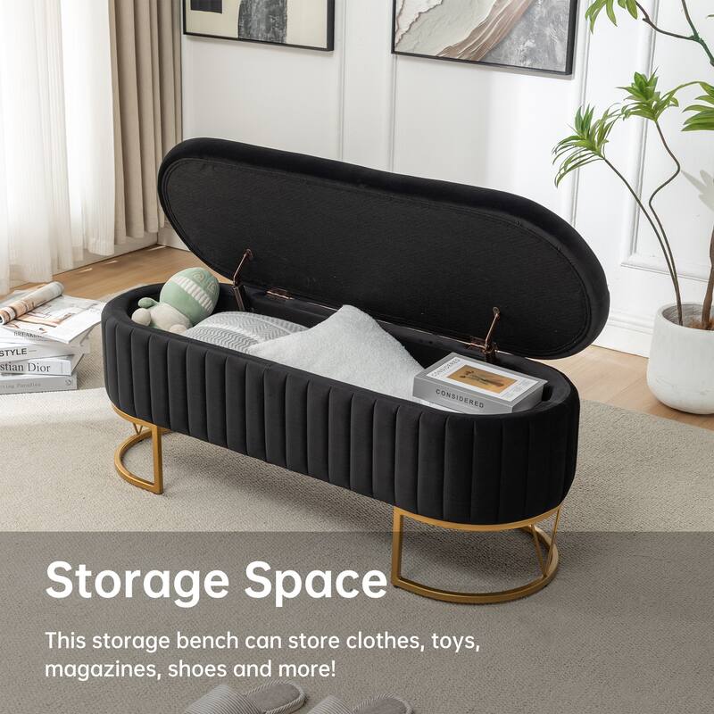 Velvet Storage Bench for Bedroom