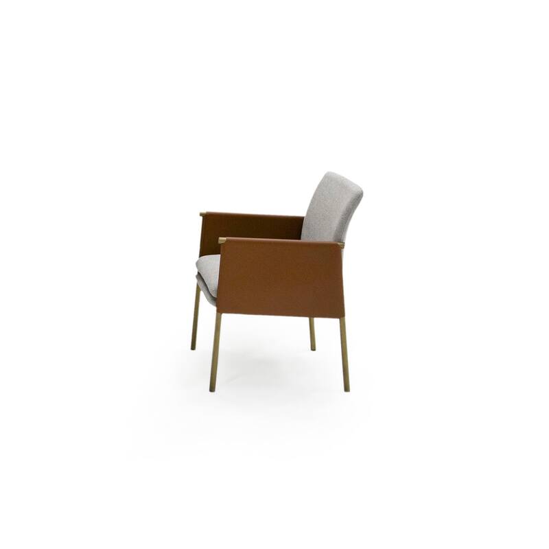 Modrest Pettit Modern White & Brass Arm Dining Chair