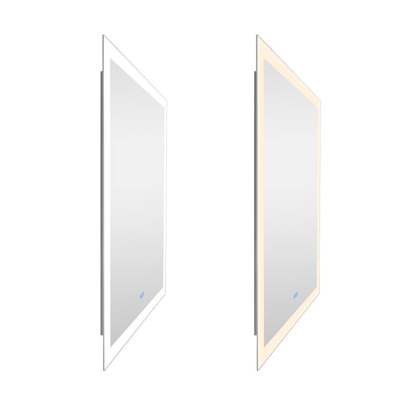 40" x 32" Abigail Matte White Rectangle LED Wall Mirror
