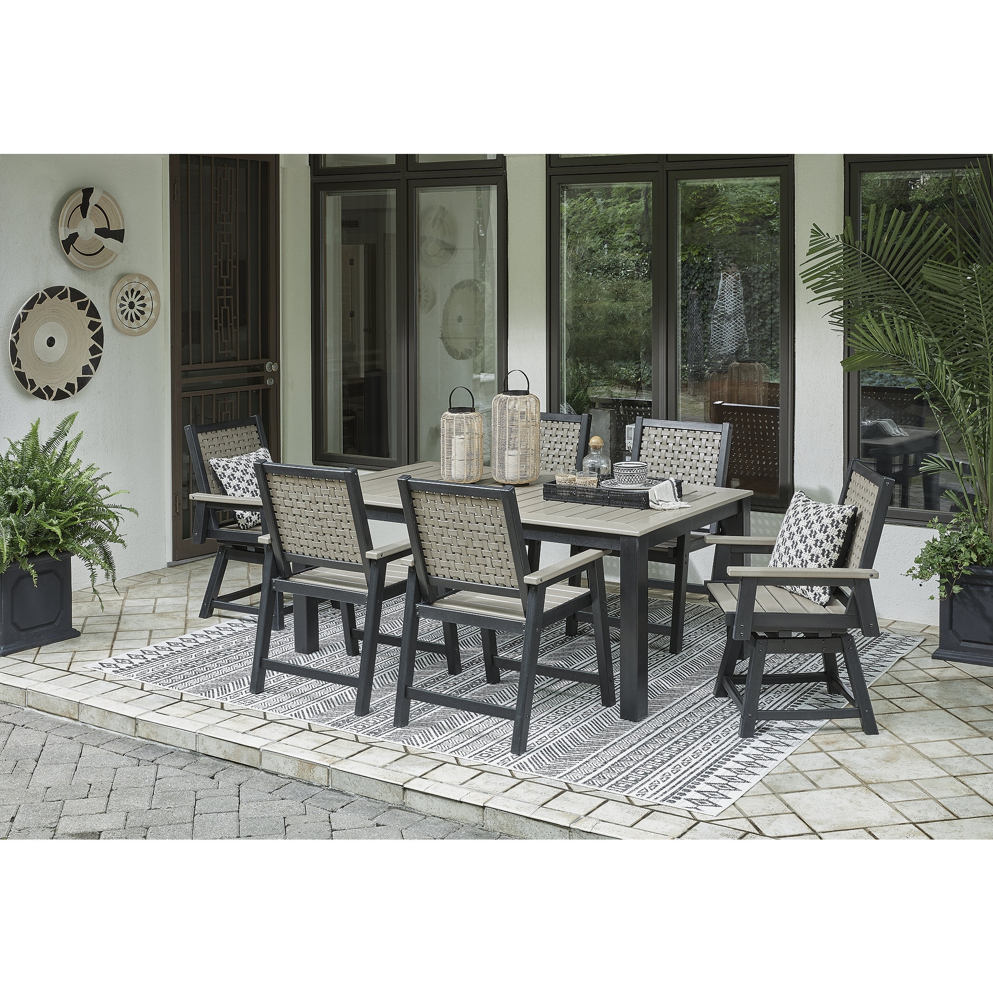 Mount Valley 7 Piece Outdoor Dining Set - Driftwood/Black