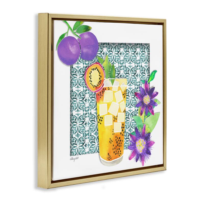Stupell Passion Fruit Cocktail Framed Floater Canvas Wall Art Design By Hillary Holt