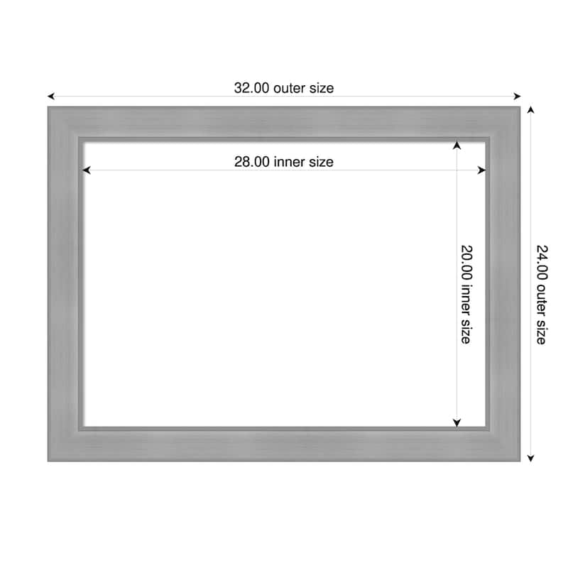 Amanti Art Vista Brushed Nickel Framed Dry Erase Magnetic Board - 32 x 24 in