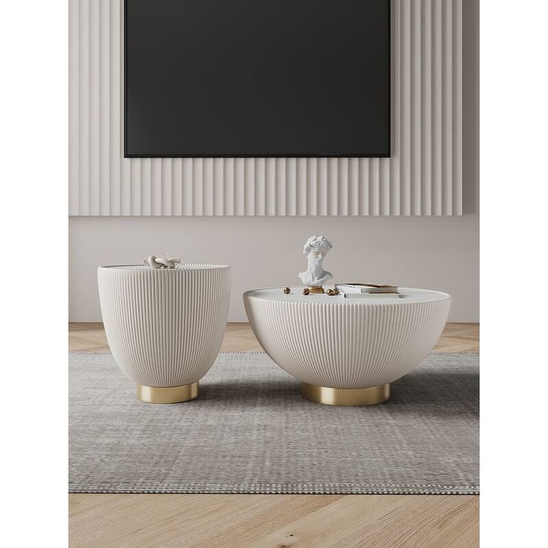 Manhattan Comfort Modern Anderson 2.0 Upholstered Table Sets - Cream