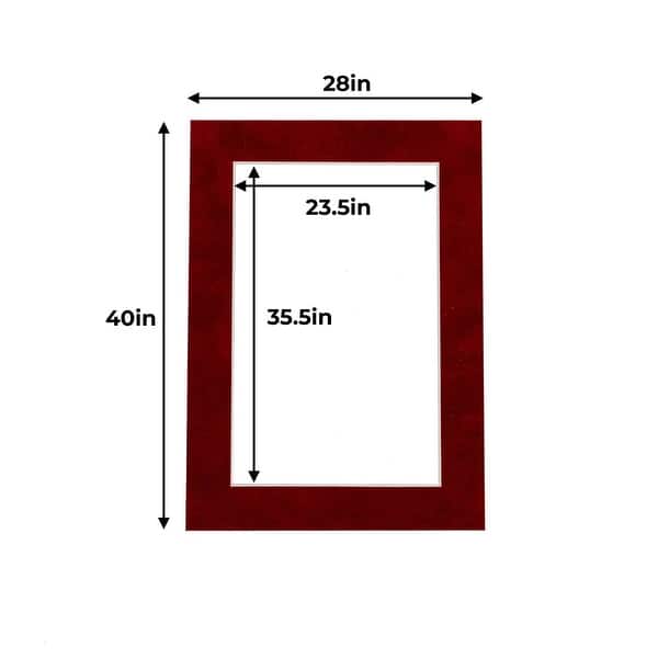 28x40 Mat for 24x36 Photo - Bright Red Suede Matboard for Frames ...