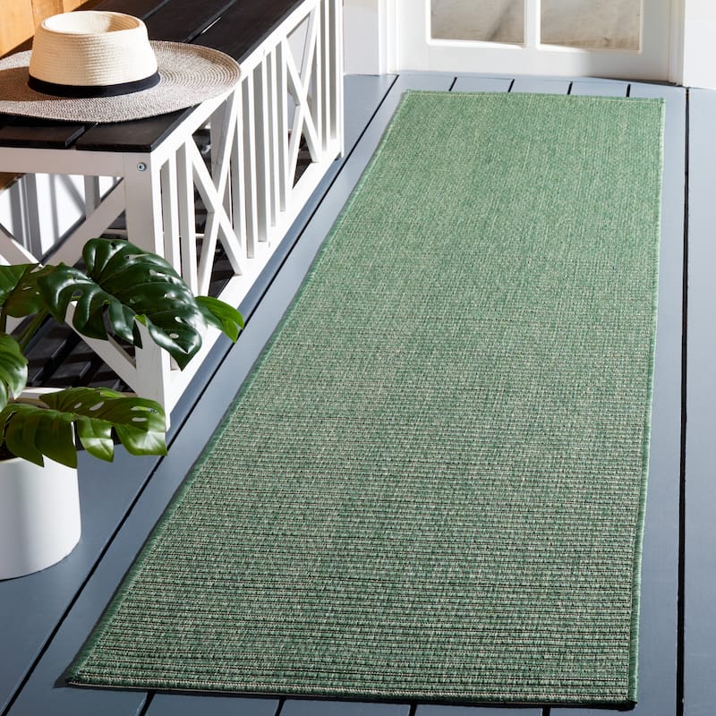 SAFAVIEH Courtyard Lyuca Indoor/ Outdoor Waterproof Backyard Patio Rug - 2'3" x 8' Runner - Dark Green/Beige