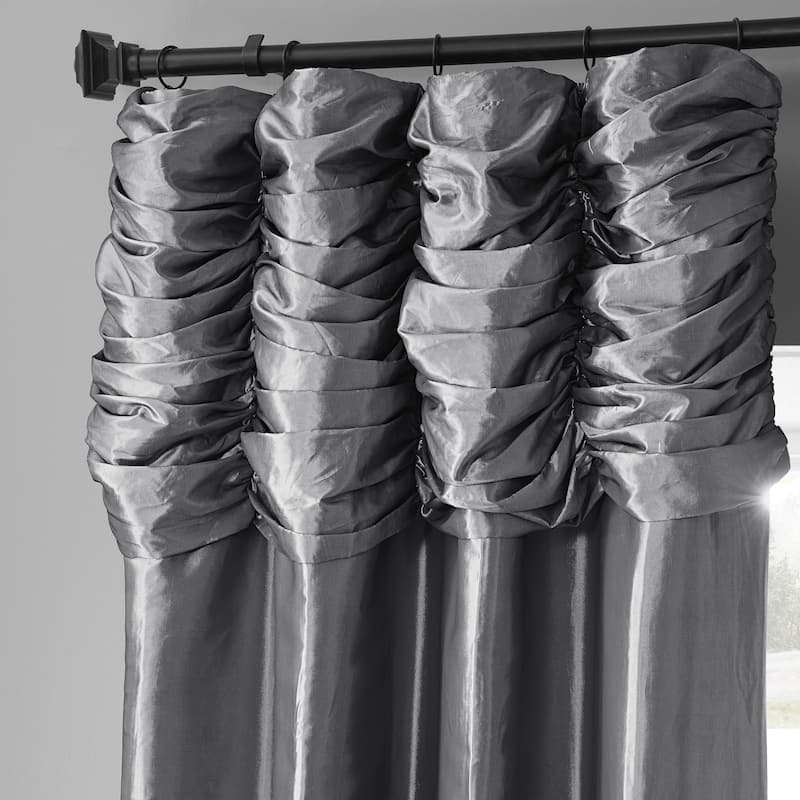 Exclusive Fabrics Single Ruched Faux Solid Taffeta Curtain (1 Panel)