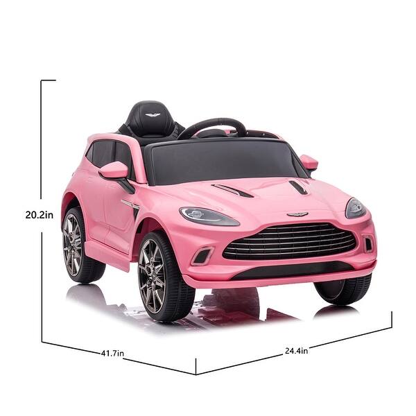 dimension image slide 2 of 3, Official Licensed Aston Martin 12V Kids Ride-On Car with Remote Control, 4-Wheel Suspension, LED Lights, Music, and USB Port