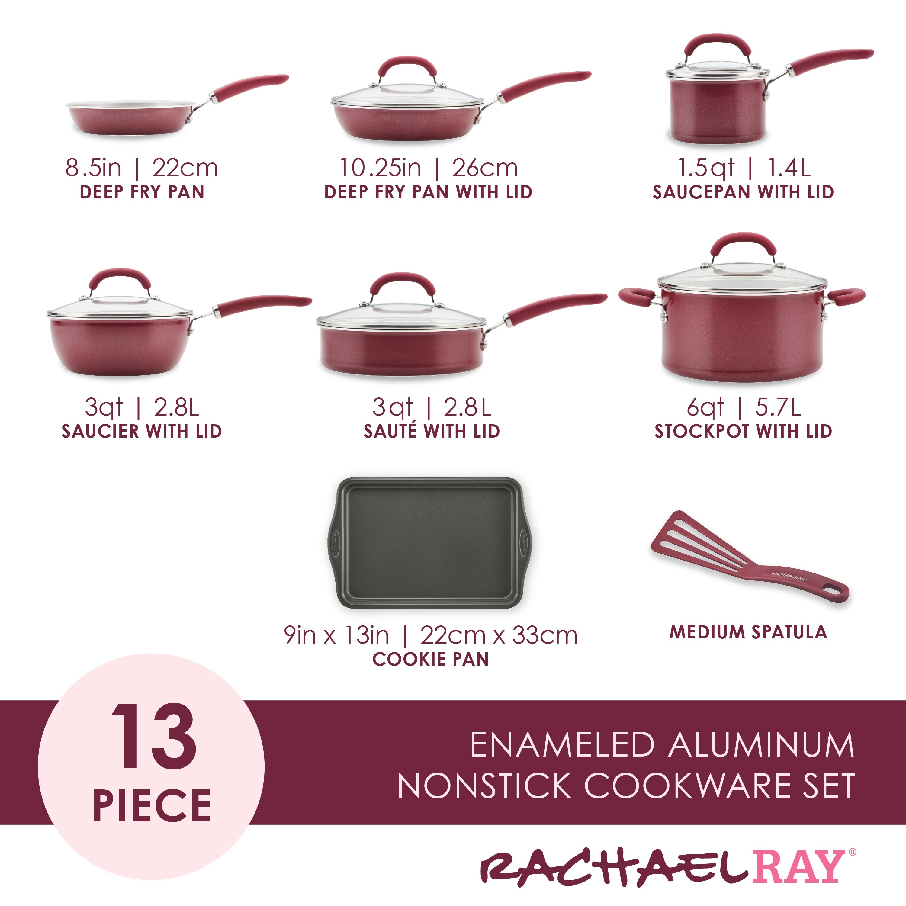 Rachael Ray Create Delicious Nonstick Cookware Pots and Pans Set, 13 P -  Winestuff
