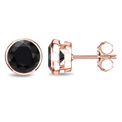 Auriya 1/2 to 4ctw Round Black Diamond Stud Earrings 14k Rose Gold Bezel-set