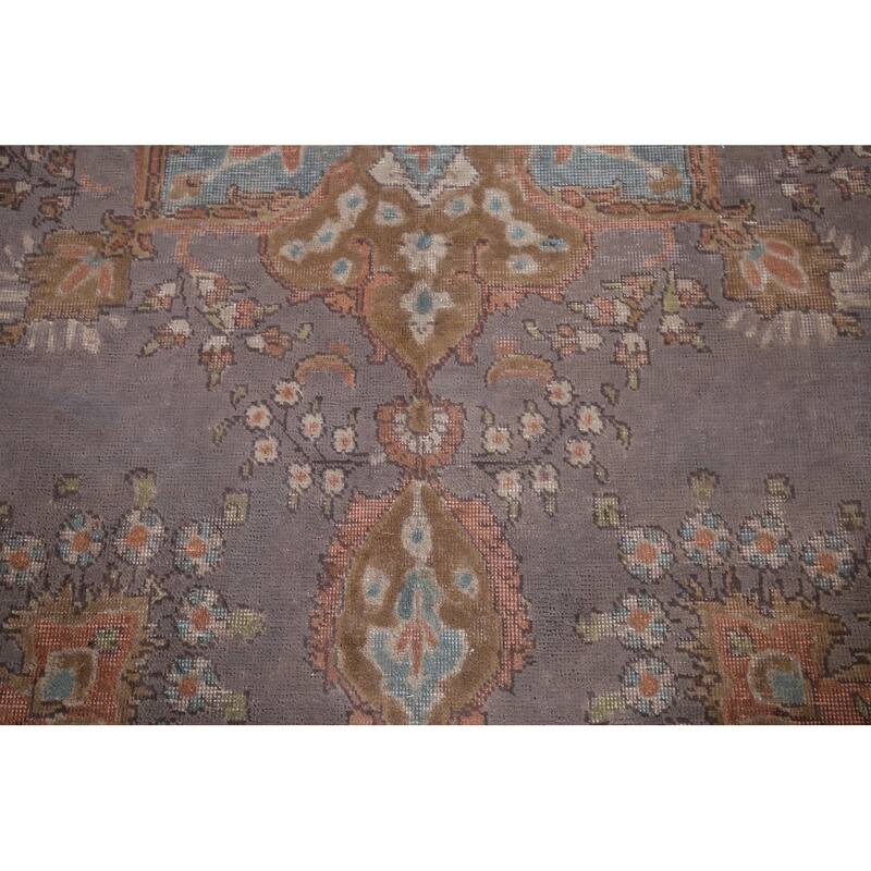 Purple Tabriz Vintage Persian Area Rug Handmade Wool Carpet - 7'11" x 11'1"