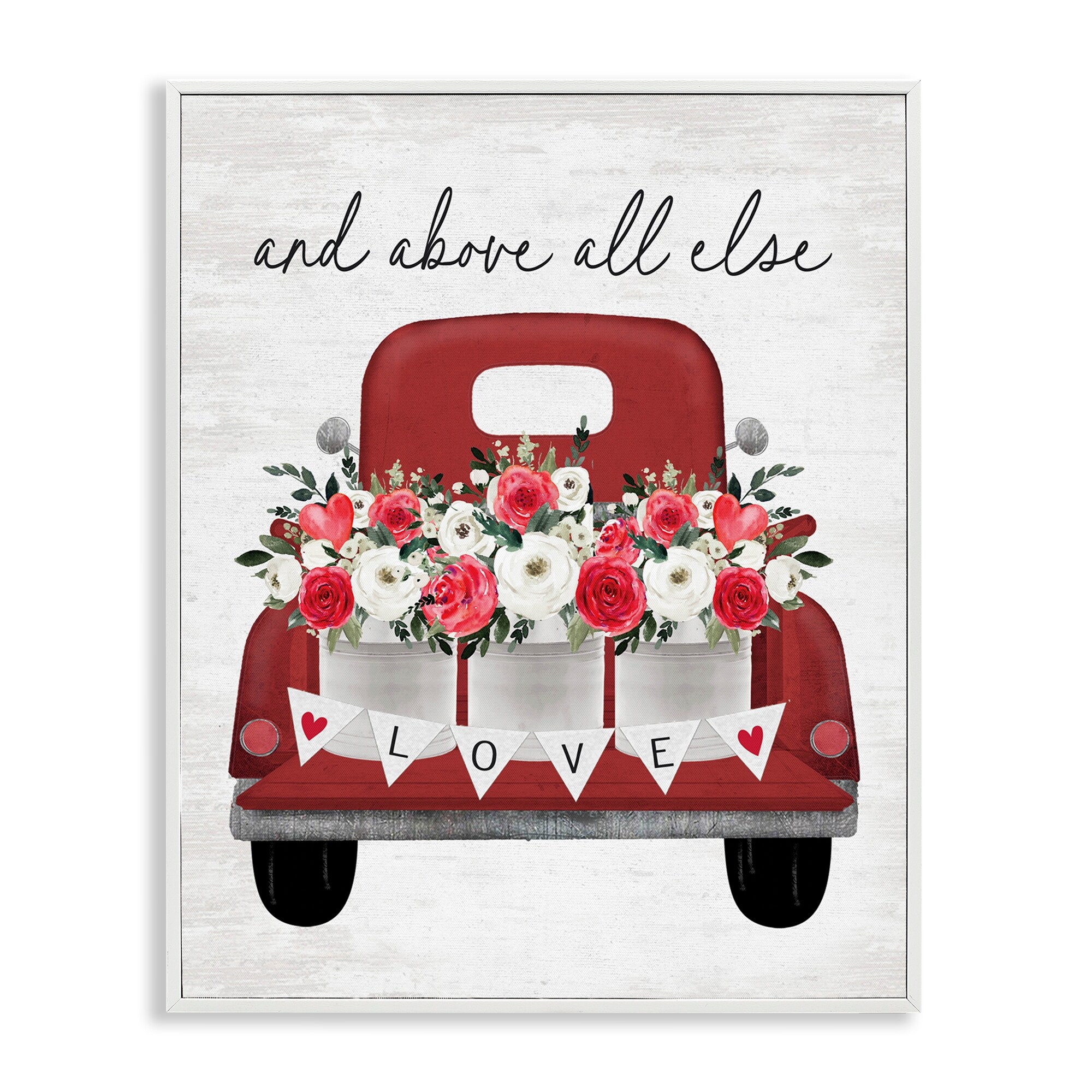 Stupell Above All Else Romantic Truck Framed Giclee Art Design By Lettered and Lined