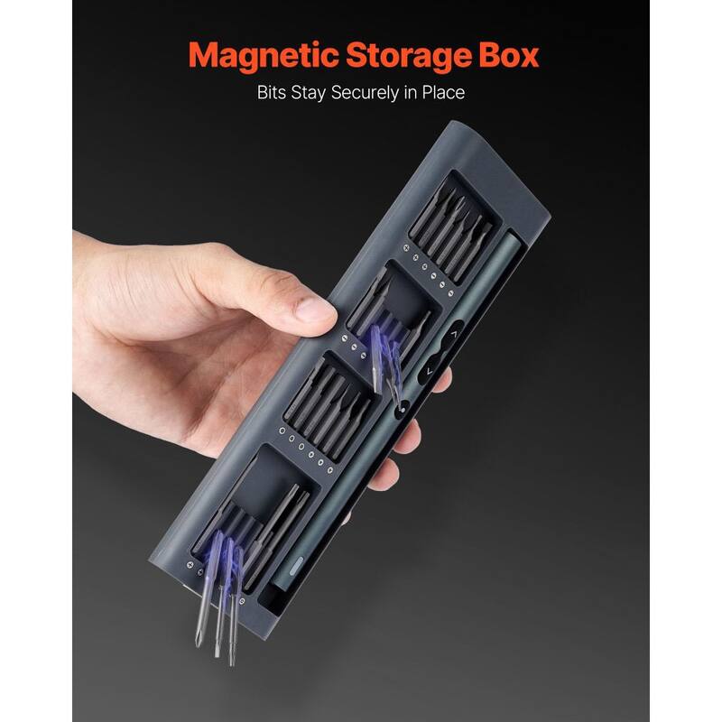 Black-Grey Electric Precision Screwdriver Set with 48 Bits, Adjustable Torque and LED Lights - 8.62 x 2.91 x 0.91 x 8.62 inch