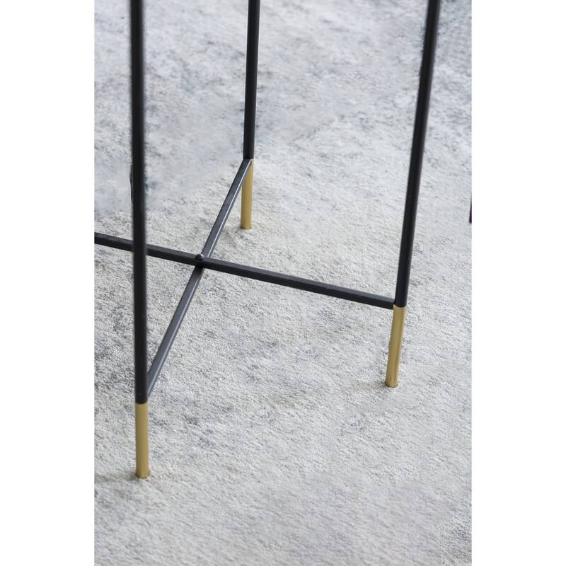 Nesting Side Tables Set of 2 with Glass Tops and Metal Frame