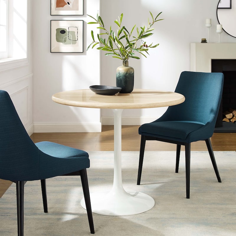 Lippa 36" Round Artificial Travertine Dining Table