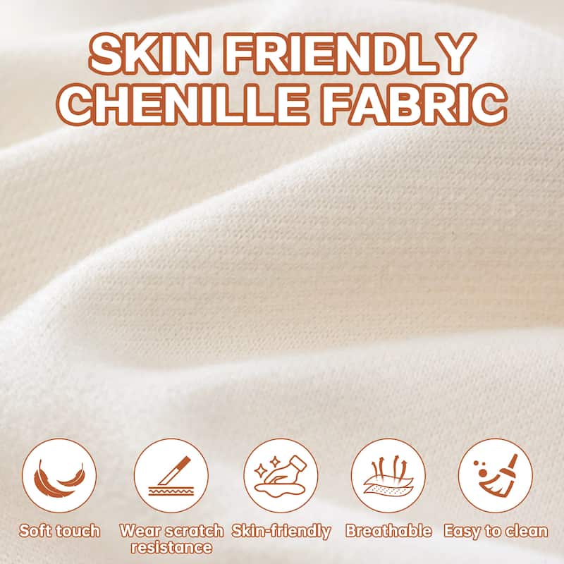 L-Shaped Chenille Sectional Sofa with Chaise Lounge, Living Room Modular Leisure Couch Chenille Sleeper Sofa