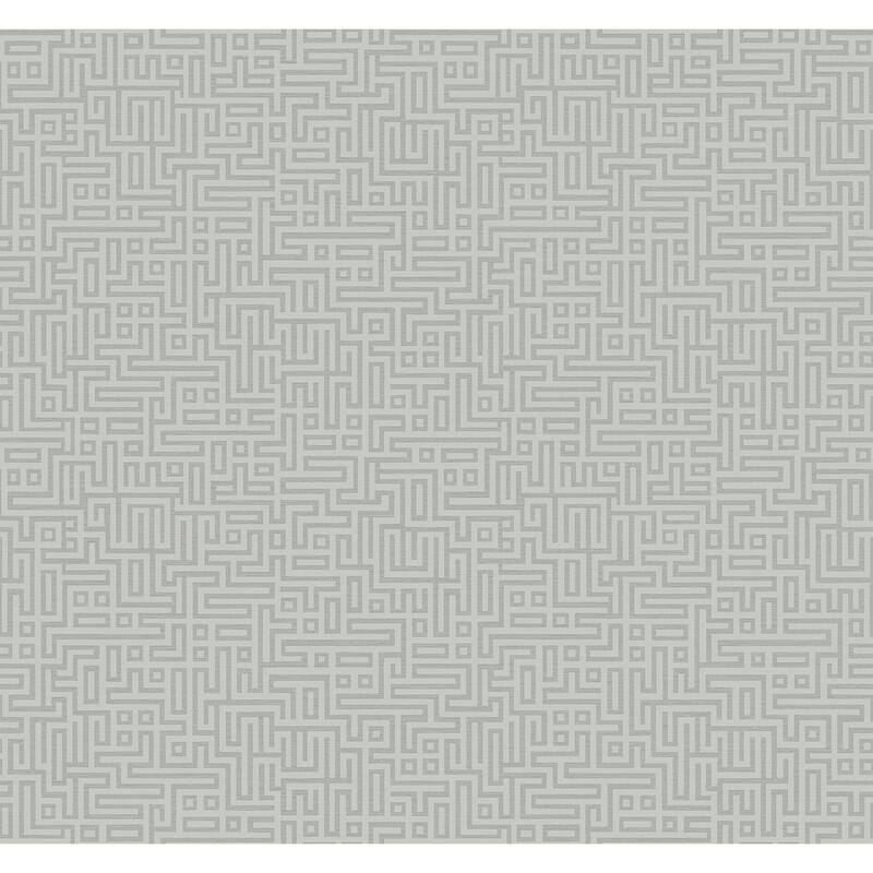 Seabrook Designs Rockefeller Maze Nonwoven Unpasted Wallpaper - 27 in. W x 27 ft. L - Slate Grey