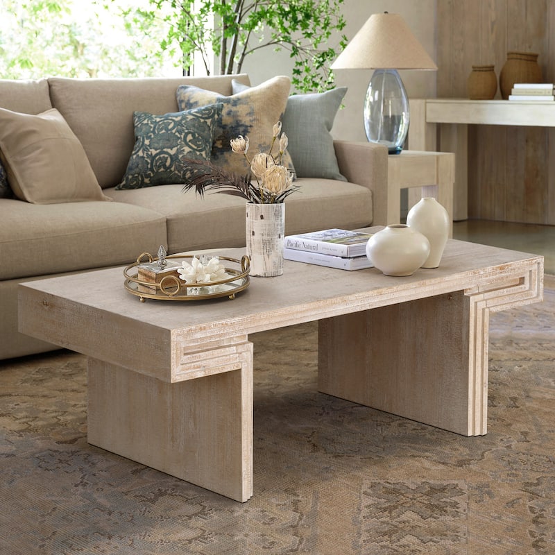 Coffee Table, Rustic Wood Center Table, Rectangle Cocktail Tea Table - Antique Natural