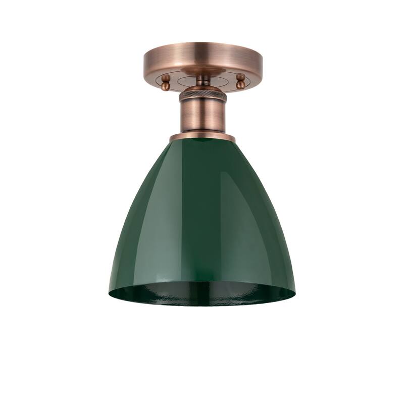 Innovations Lighting Edison Plymouth Dome - 1 Light 8" Semi-Flush Mount - Green/Antique Copper