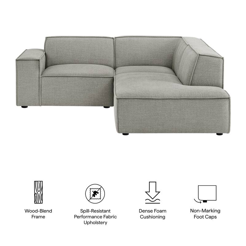 Restore 3-Piece Performance Fabric Upholstered Modular L-Shaped Sectional Sofa
