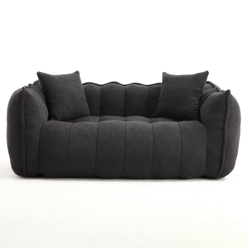 Soft Bean Bag Chair for Adults, Cozy Lazy Bean Bag Sofa, 2 Seat with Armrests for Home