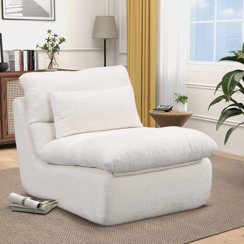 Sponge Single Sofa, 32" Boneless Sofa for Small Spaces Comfy Sofas with Removable Cover - Beige