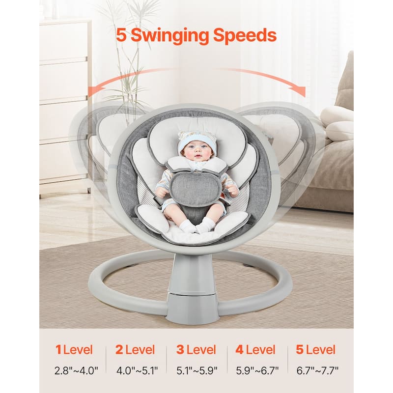 Portable Baby Swing for Newborns with Bluetooth Music and 5 Speeds Remote Washable Seat - 27.17" L x 24.02" W x 20.47" H